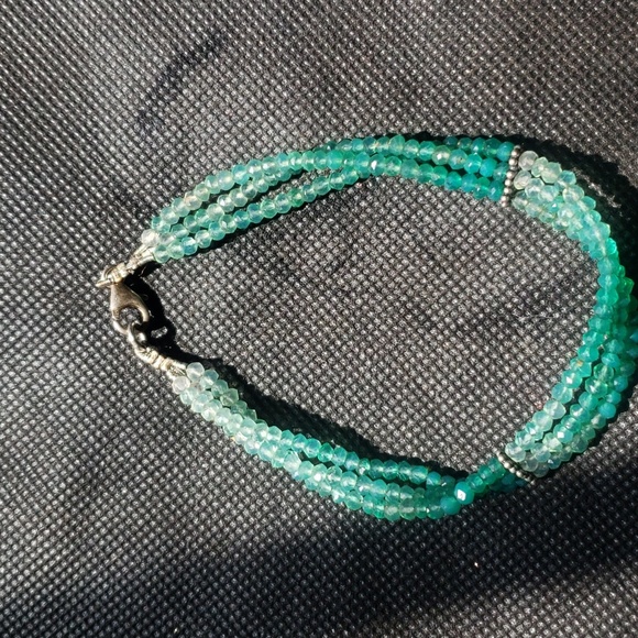 Natural green onyx 925 bracelet - Picture 1 of 8